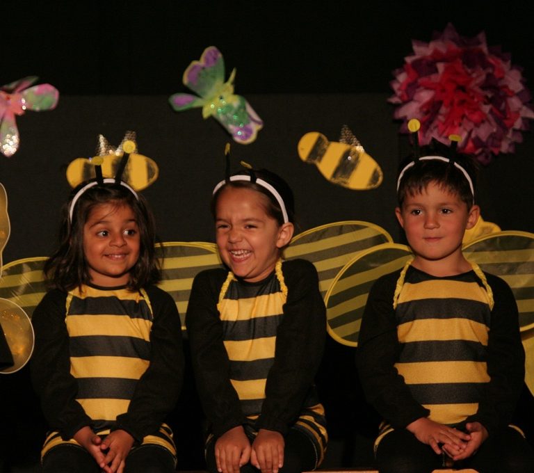 students in bee costumes