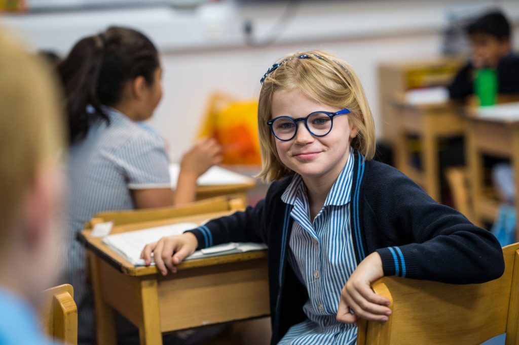 student wearing glasses