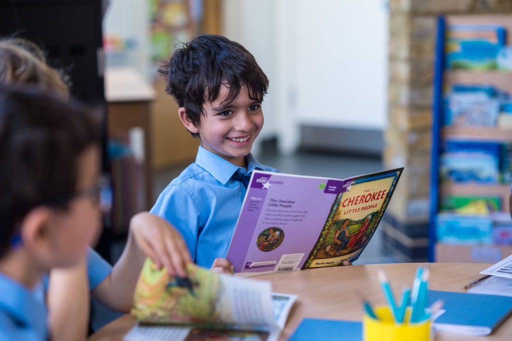 student reading a book