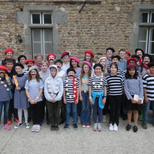 Students wearing French fancy dress