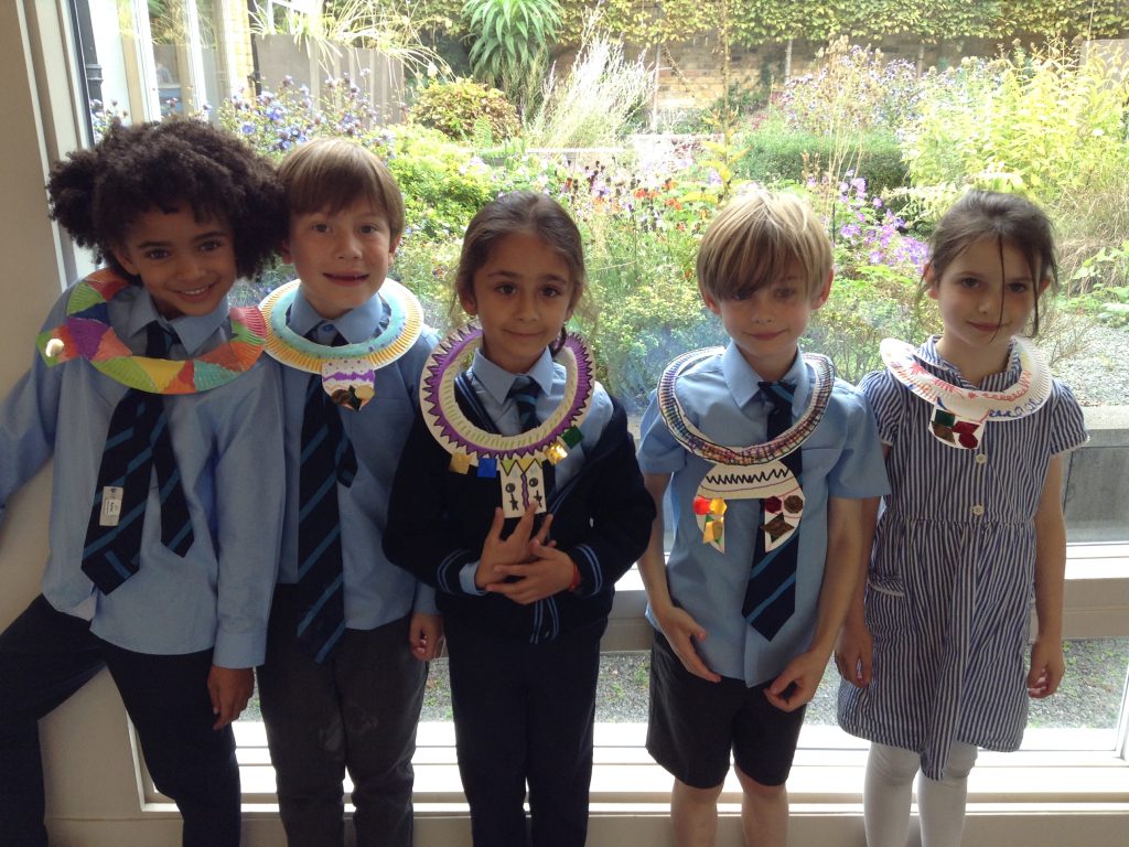 students wearing diy collars