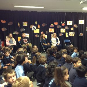 students sat down for an assembly