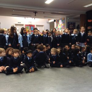 students sat on the floor