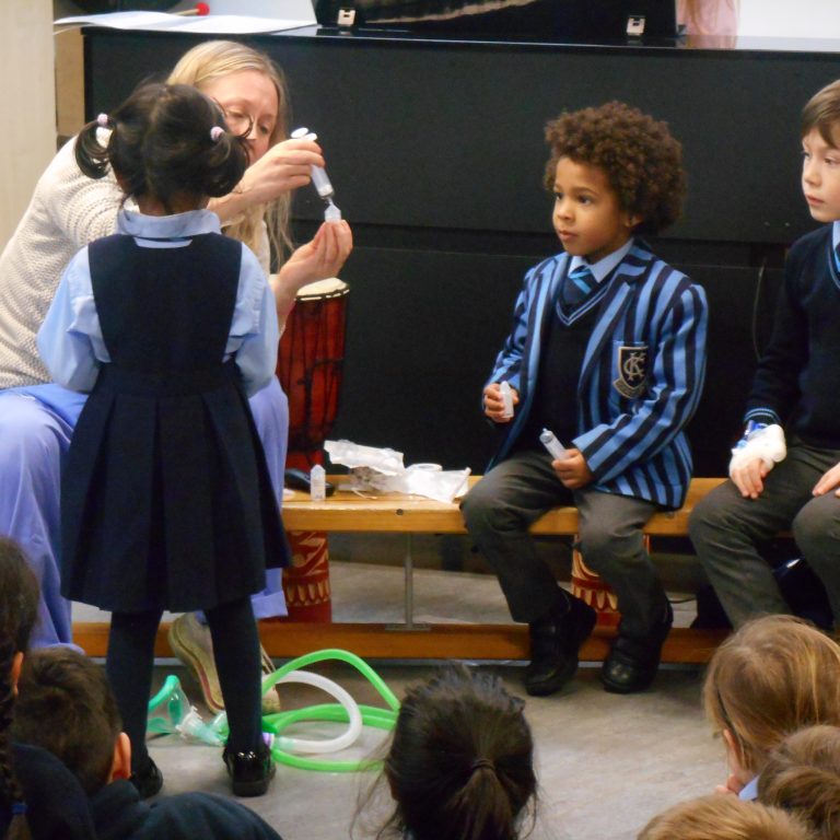 students practicing health and safety