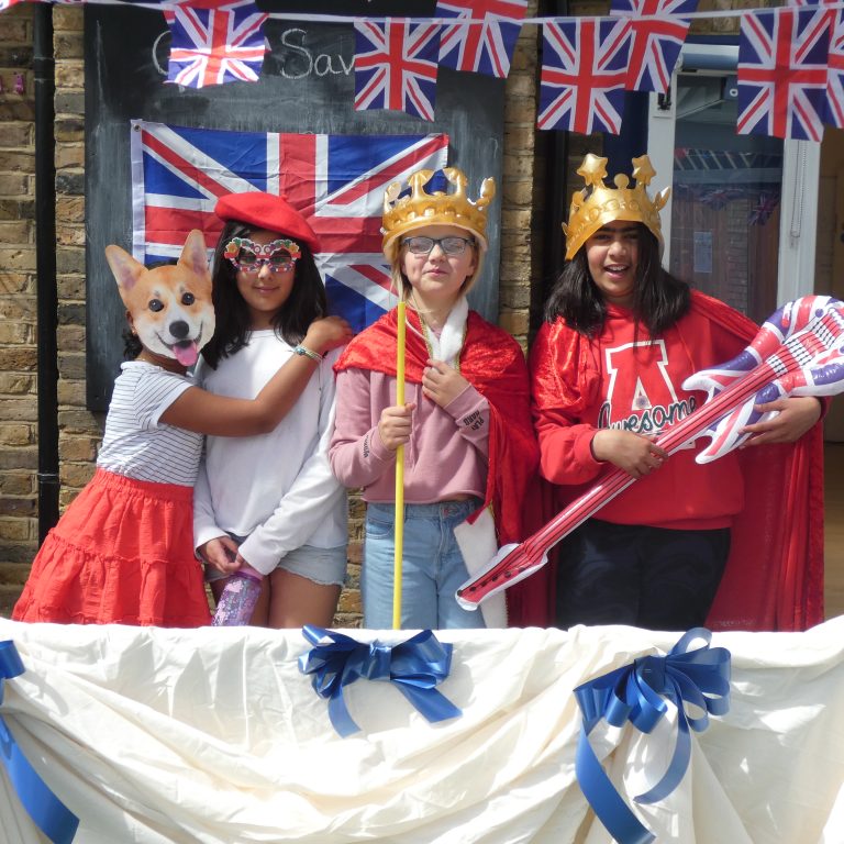 students dressed up for coronation day